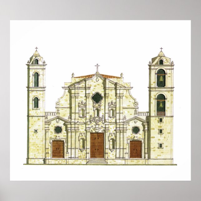 Póster Catedral de La Habana. Cuba (Frente)