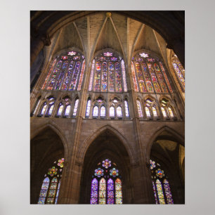 Póster Catedral de Leão, janelas de vitral interior