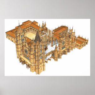 Póster Catedral de Leon. Espanha