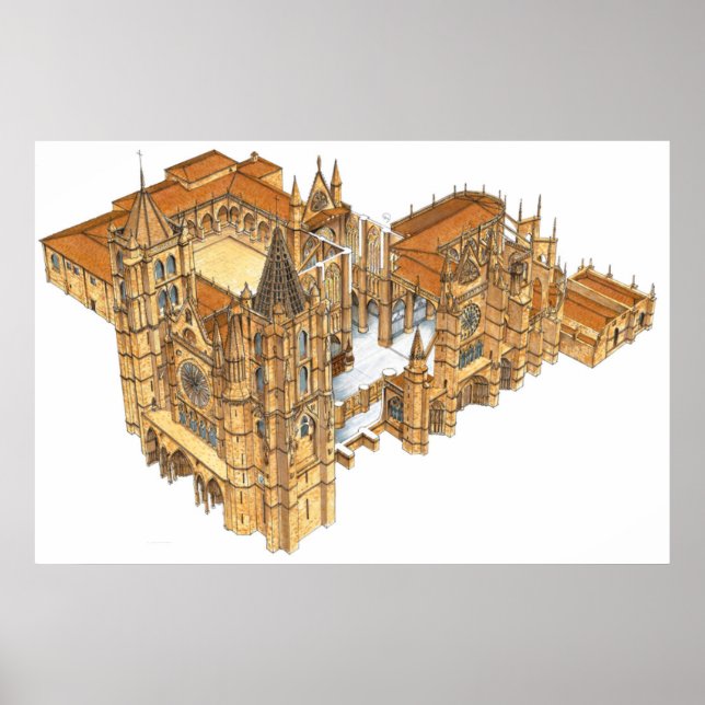 Póster Catedral de Leon. Espanha (Frente)