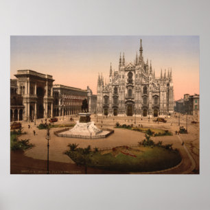 Póster Catedral de Milão e praça, Lombardy, Italia