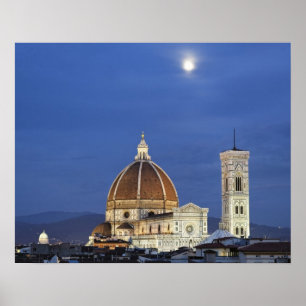 Poster Catedral de Moonrise e Florença, Basilica di