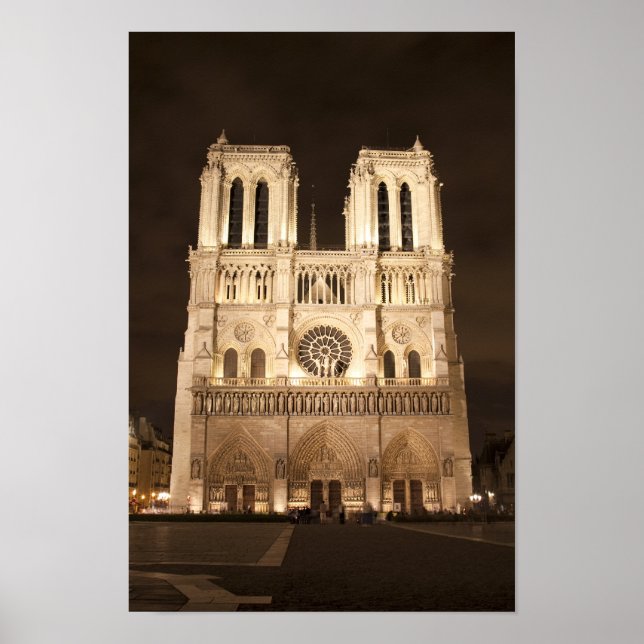 Poster Catedral de Notre Dame à noite (Frente)