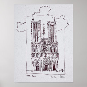 Póster Catedral de Notre-Dame de Paris Ille de la Cite
