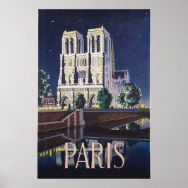 Poster Catedral de Notre Dame de Paris Viagens vintage Fr