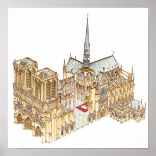 Póster Catedral de Notre-Dame. Paris France