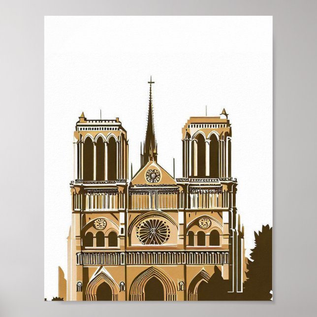 Poster Catedral de Notre Dame Spier, Paris, França (Frente)
