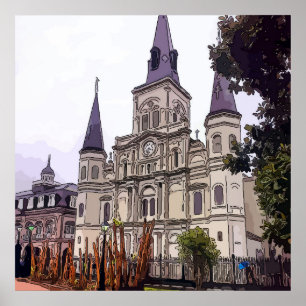 Póster Catedral de Nova Orleans