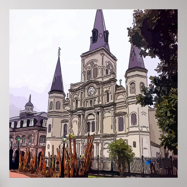 Póster Catedral de Nova Orleans (Frente)