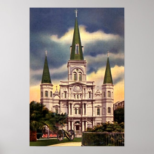 Poster Catedral de Nova Orleans Louisiana Rua Louis (Frente)