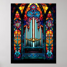 Catedral de Órgão de Tubos Colorida Arte em Vidro