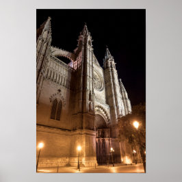 Poster Catedral de Palma de Maiorca à noite - Espanha