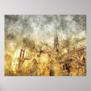 Póster Catedral de Paris Notre-Dame
