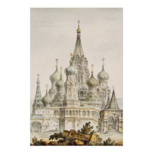 Póster Catedral de Pokrovsky e Torre de Spasskaya