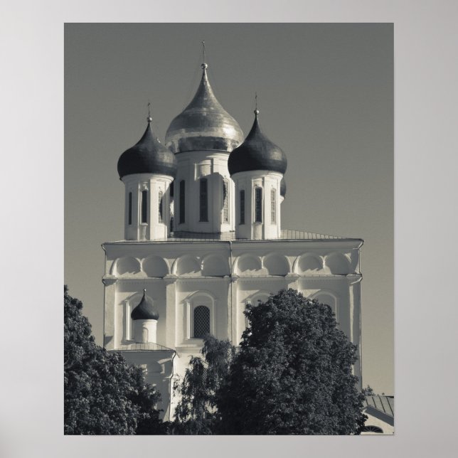 Póster Catedral de Pskov Kremlin e Trindade (Frente)