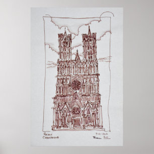 Póster Catedral de Reims Região de Champagne, França
