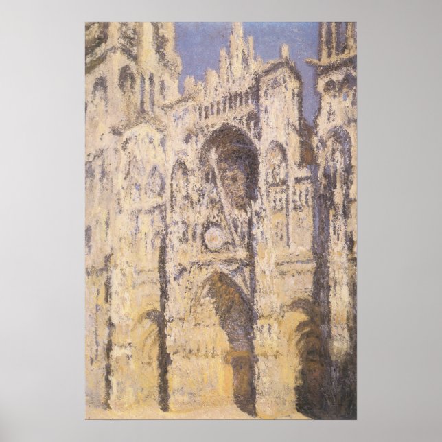 Poster Catedral de Rouen, Harmony Blue Dourado por Claude (Frente)