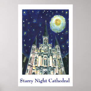 Póster Catedral de Starry Night