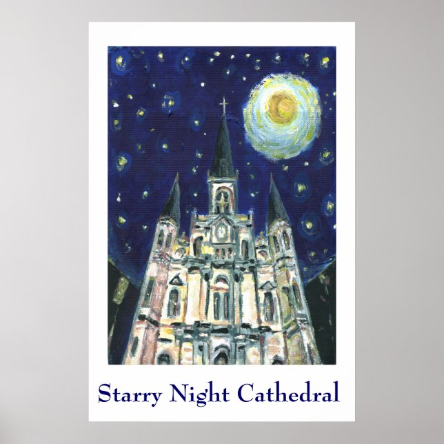 Póster Catedral de Starry Night (Frente)