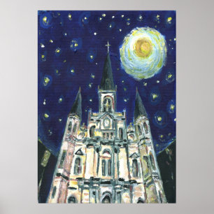 Póster Catedral de Starry Night
