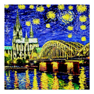 Póster Catedral de Starry Night Cologne Alemanha