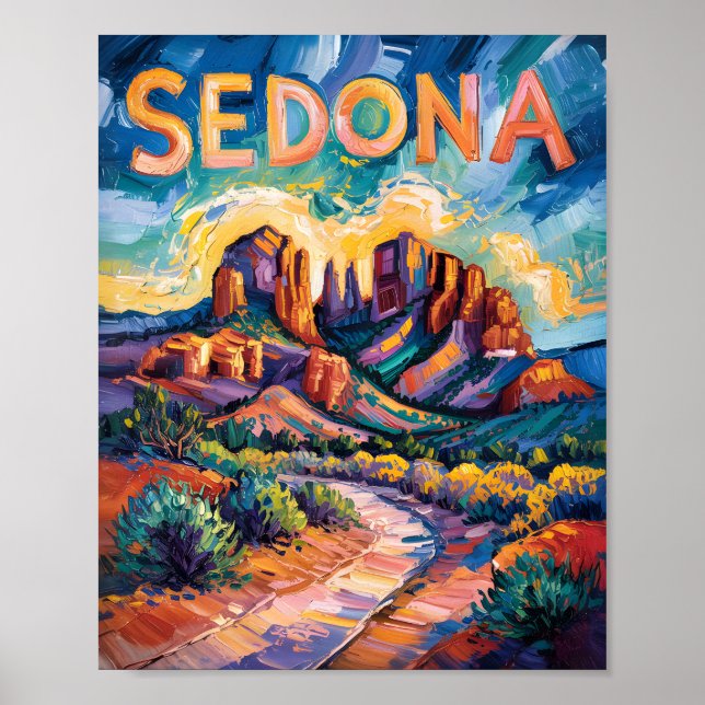 Poster Catedral do Deserto de Sedona Viagem Van Gogh (Frente)