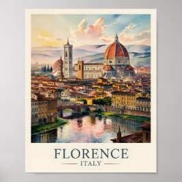 Poster Catedral Duomo Florença Paisagem Urbana Aquarela