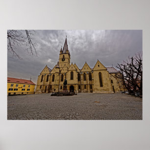 Póster Catedral Evangélica Igreja Medieval Sibiu Romani