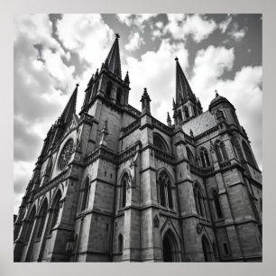 Poster Catedral Gótica - Uma obra-prima majestosa do carv
