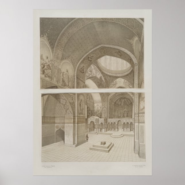 Poster Catedral Interior da Arquitetura Vintage (Frente)