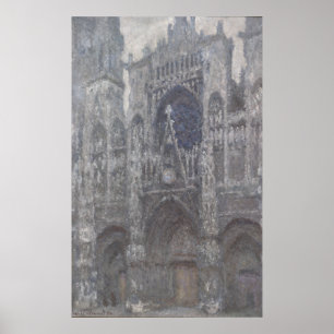 Póster Catedral no tempo cinzento portal de Rouen por