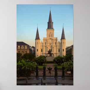 Póster Catedral quadrada Nova Orleães de Jackson St Loui