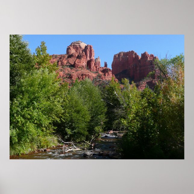 Póster Cathedral Rock and Stream na Arizona de Sedona (Frente)