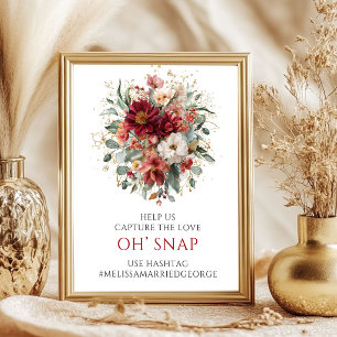 Poster Cativante Floral de Outono Vermelho Profundo Oh Sn