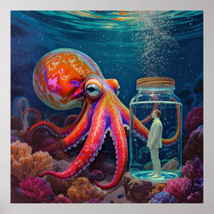 Poster "Cativeiro Silencioso do Oceano" - Octopus Portrai