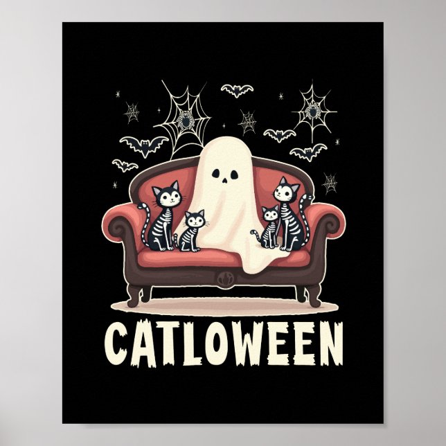 Poster Catloween Ghost Halloween (Frente)
