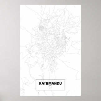 Póster Catmandu, Nepal (preto no branco)