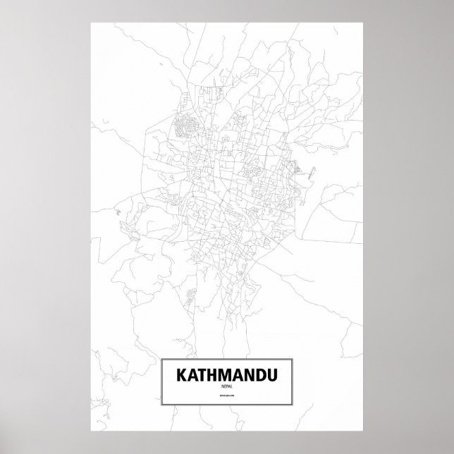 Póster Catmandu, Nepal (preto no branco) (Frente)