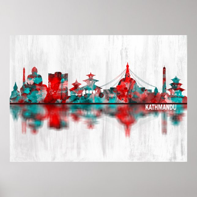 Poster Catmandu Nepal Skyline (Frente)