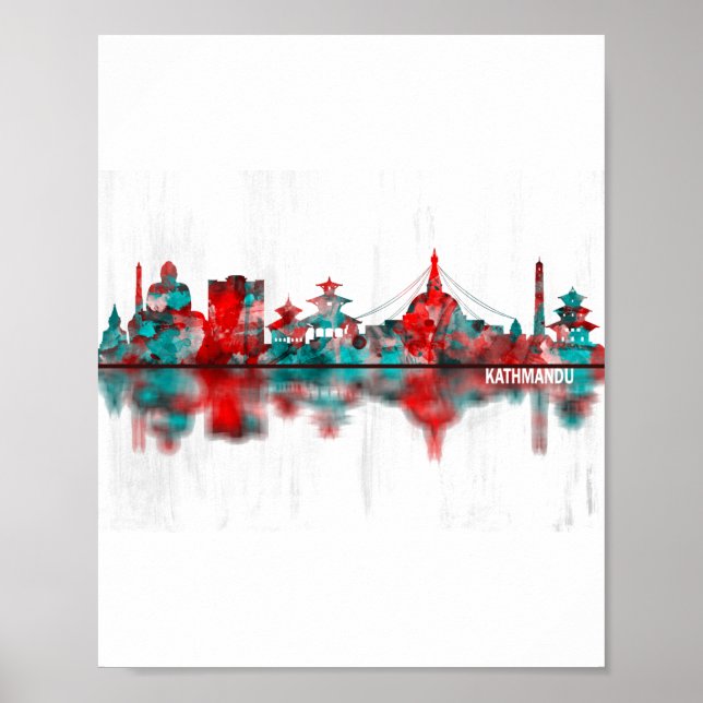 Poster Catmandu Nepal Skyline (Frente)