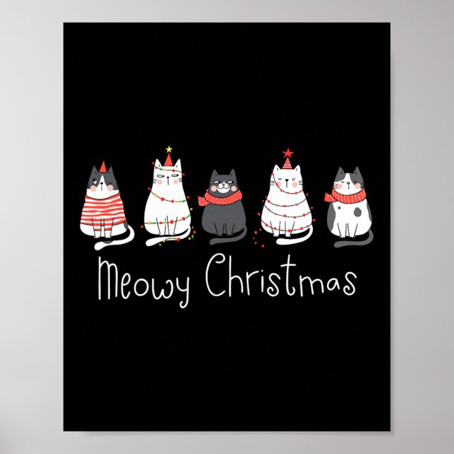Poster Catmas Meowy Gato de Natal Gatos Frescos Papais no (Frente)