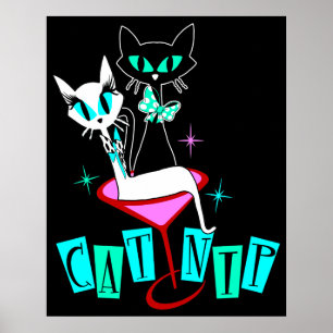 Poster CatNip Atômico da Vintage MCM