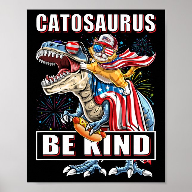 Poster Catossauro Engraçado Dinossauro Meowica (Frente)