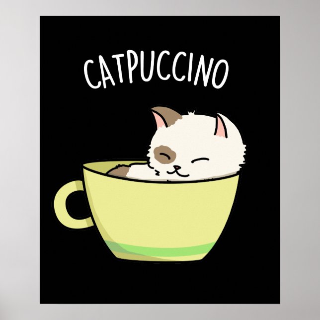 Poster Catpuccino Gato De Gatinho Engraçado Na Taça (Frente)