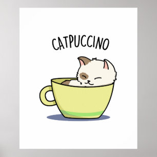 Poster Catpuccino Gato De Gatinho Engraçado Na Taça