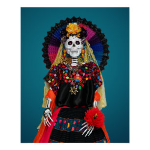 Póster Catrina Elegante no Ataque Tradicional Mexicano