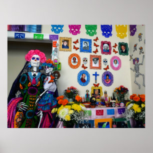 Poster Catrina Mãe e Criança Ofrenda
