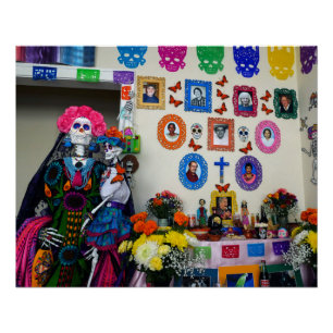 Póster Catrina Mãe e Criança Ofrenda Poster