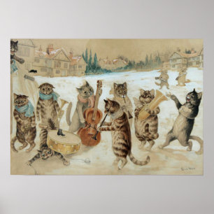 Poster Cats Carol Singing by Louis Wain  