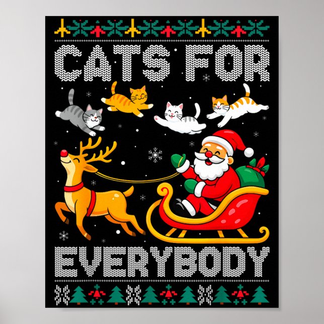 Poster Cats For Everybody Christmas Cat Funny Xmas Women  (Frente)